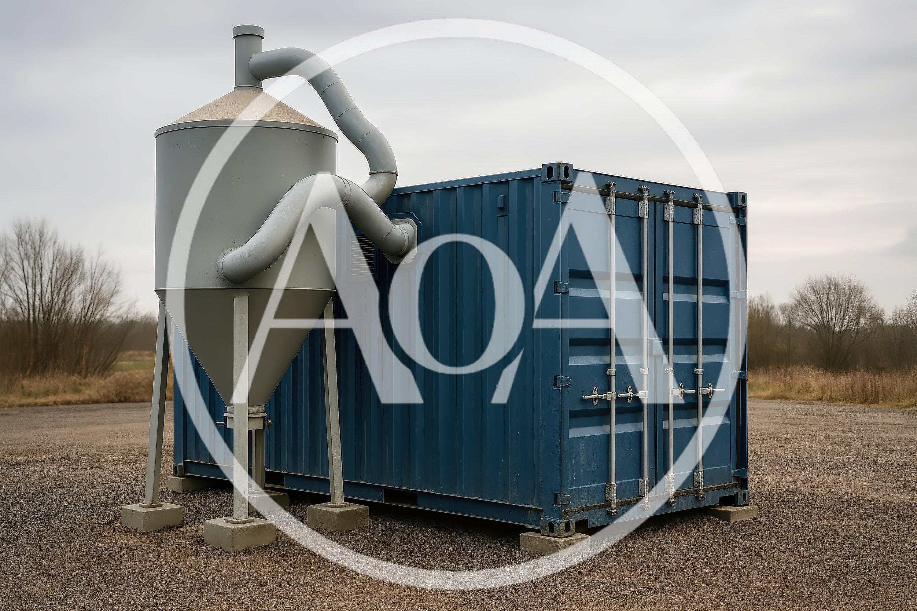 Industrial Cyclone Dust Collector Attached To Shipping Container