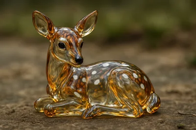 Glass Figurine Of A Resting Fawn