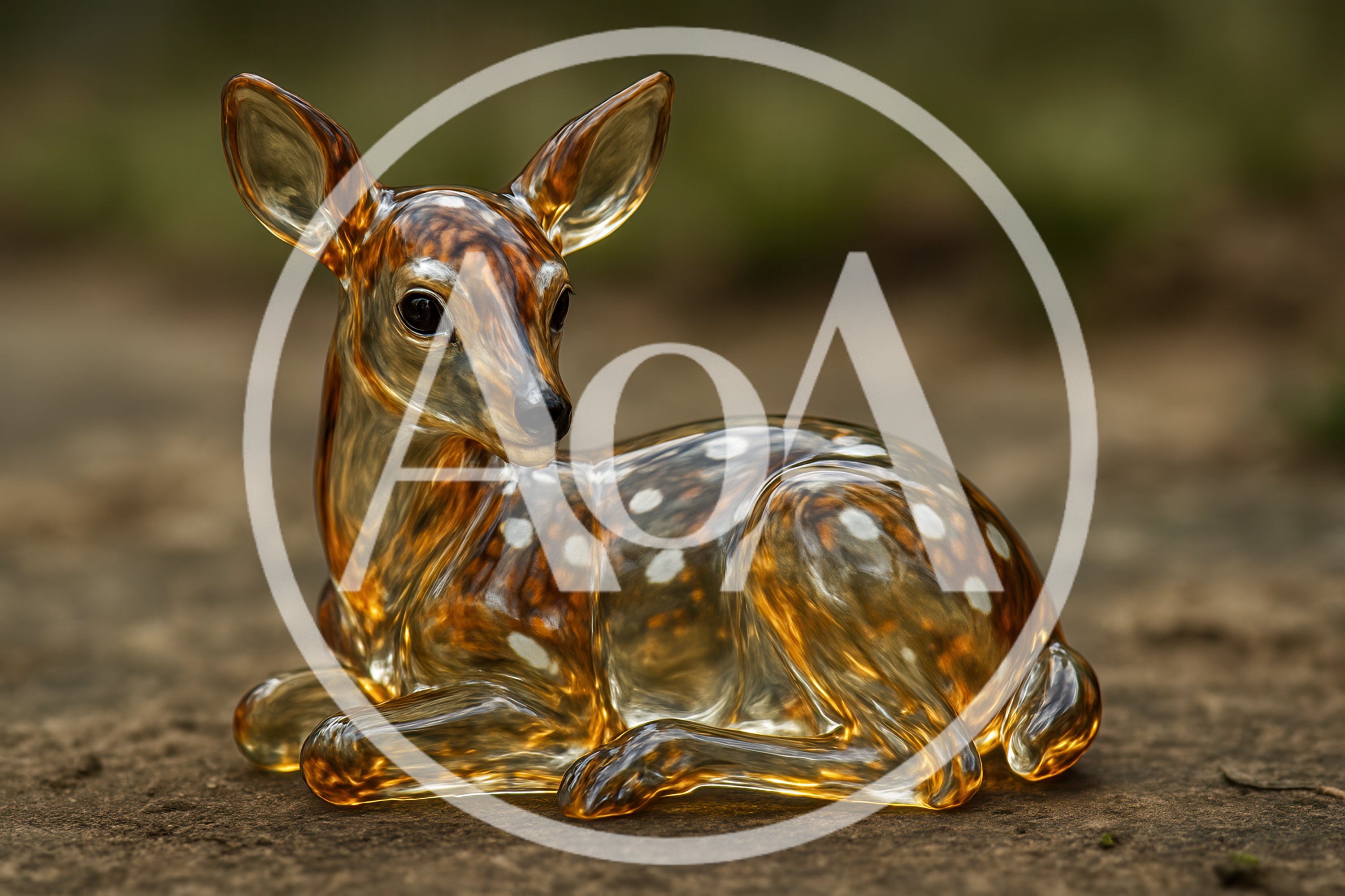 Glass Figurine Of A Resting Fawn