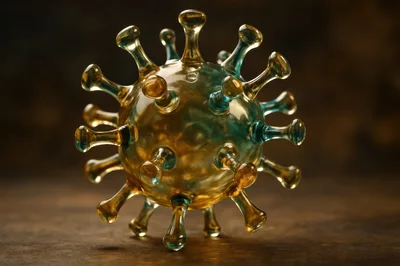 Glass Sculpture Of A Coronavirus Particle