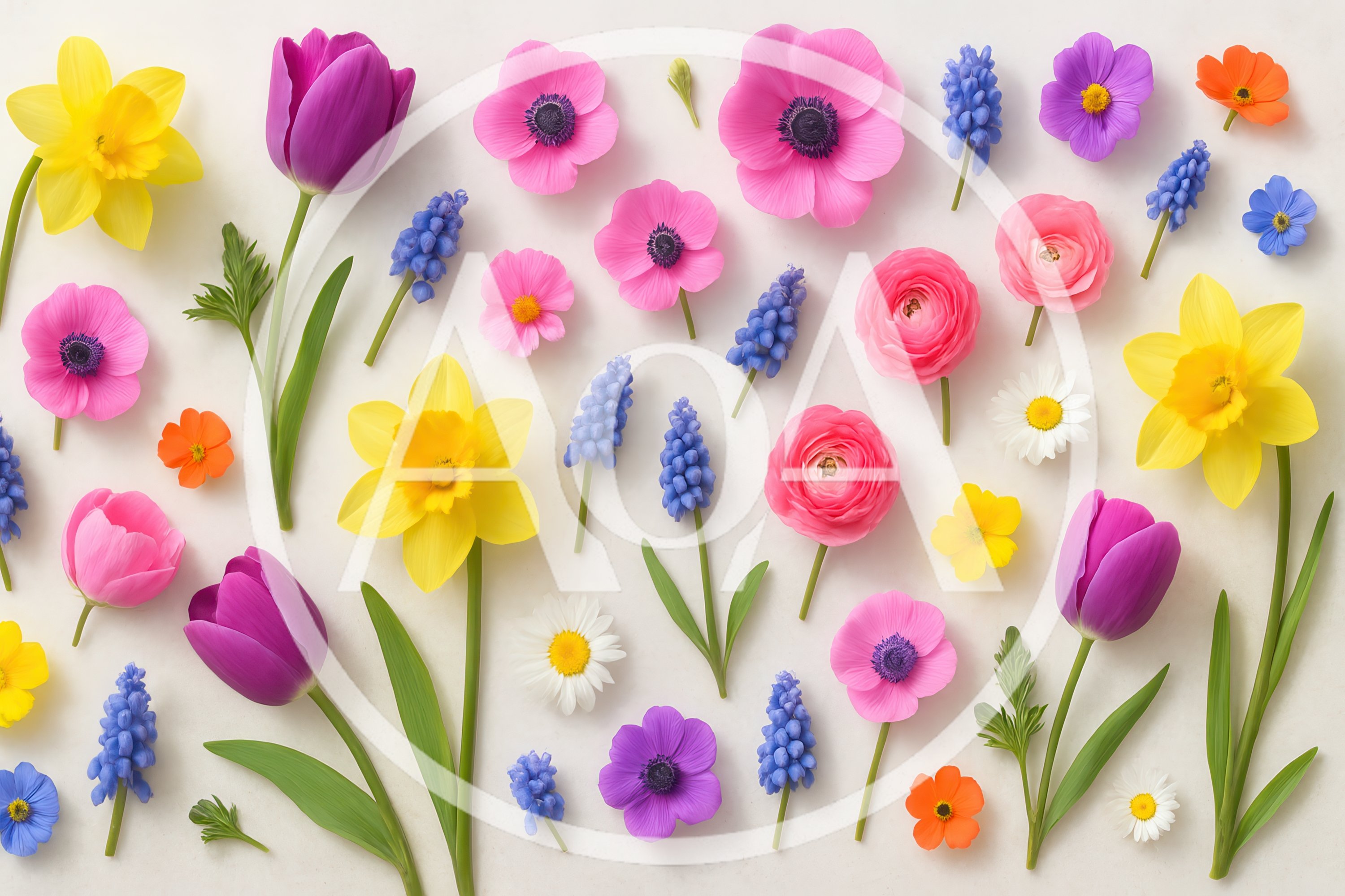 Spring Flower Flat Lay Arrangement