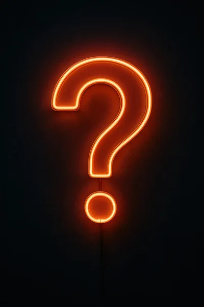 Glowing Orange Neon Question Mark Sign