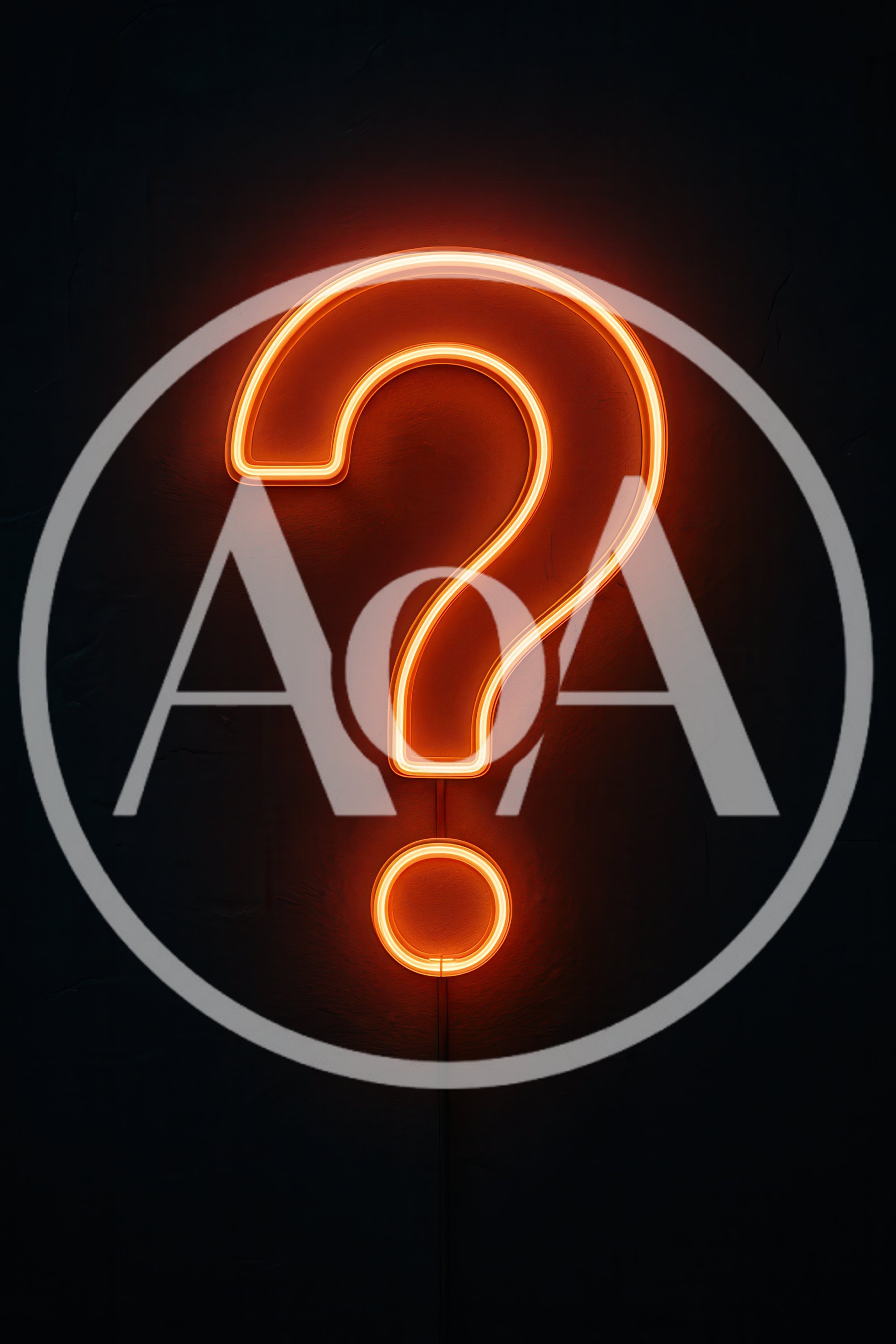 Glowing Orange Neon Question Mark Sign