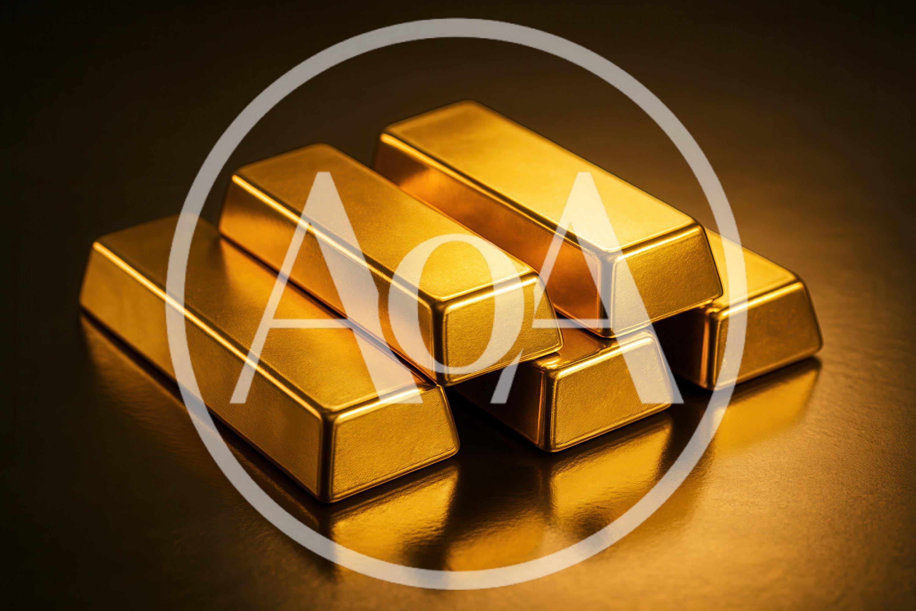Stack Of Shiny Gold Bars On Reflective Surface