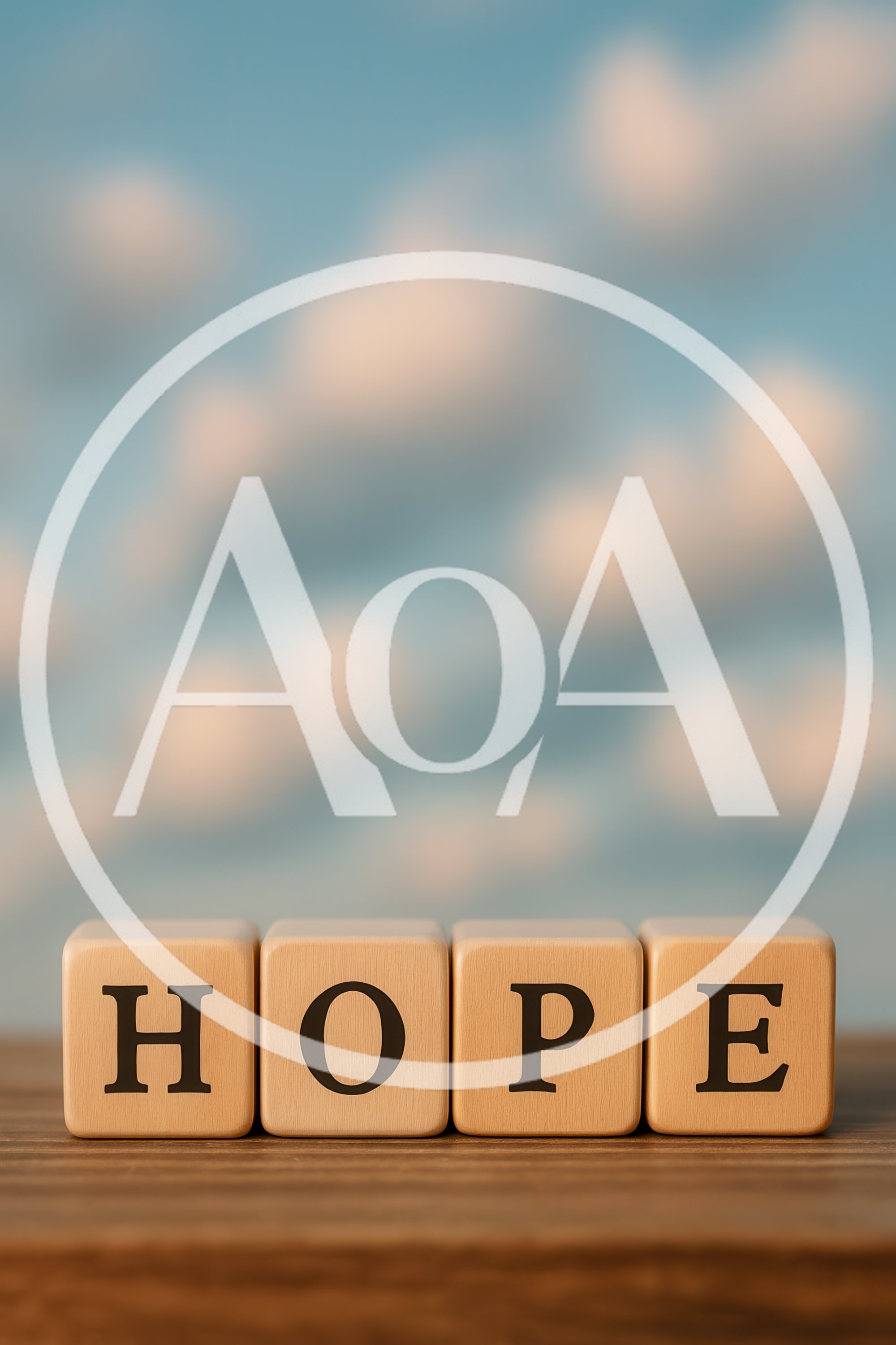 Wooden Blocks Spelling Hope Against A Cloudy Sky