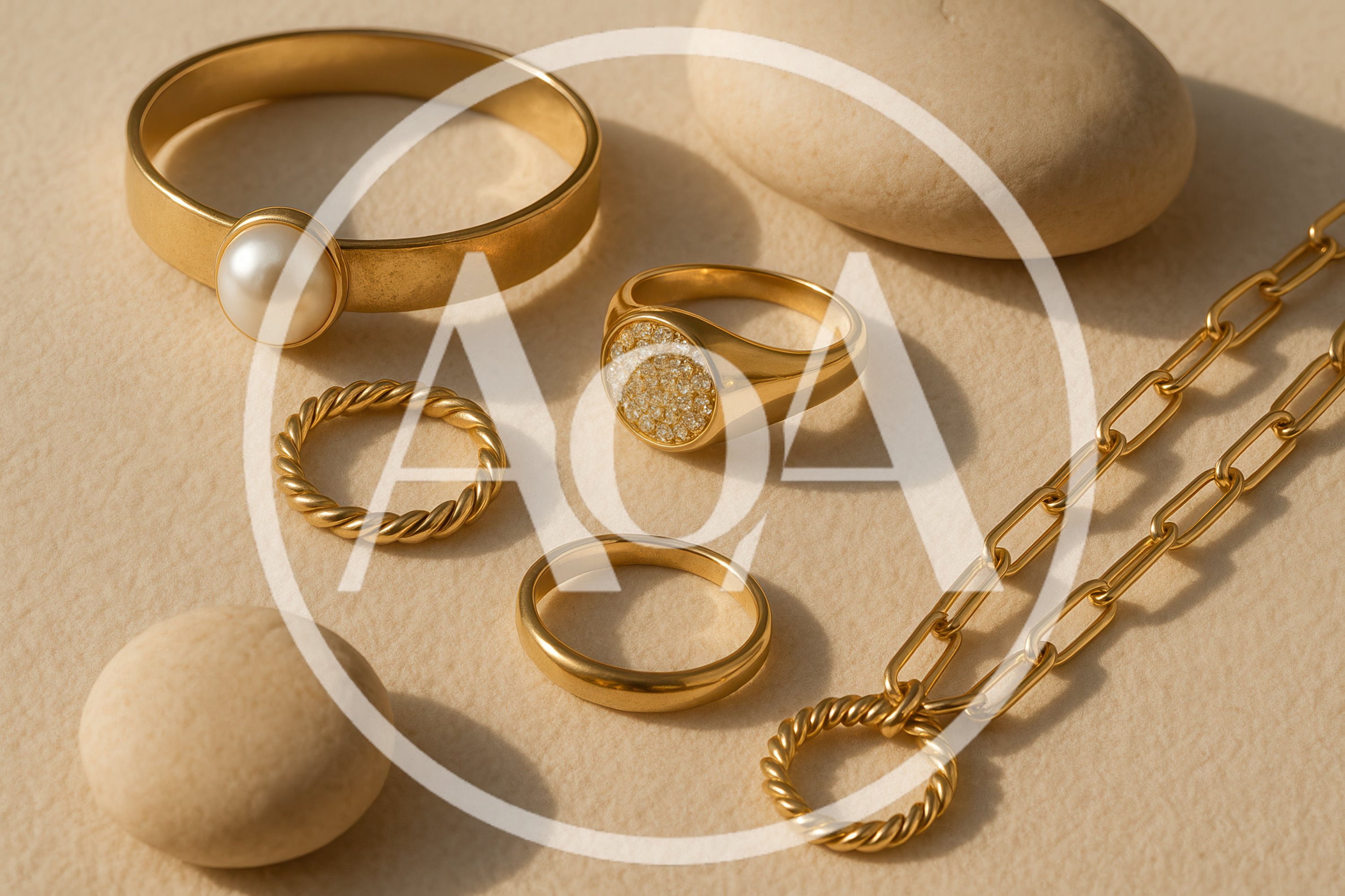 Gold Jewelry Collection With Pearl And Diamond Rings