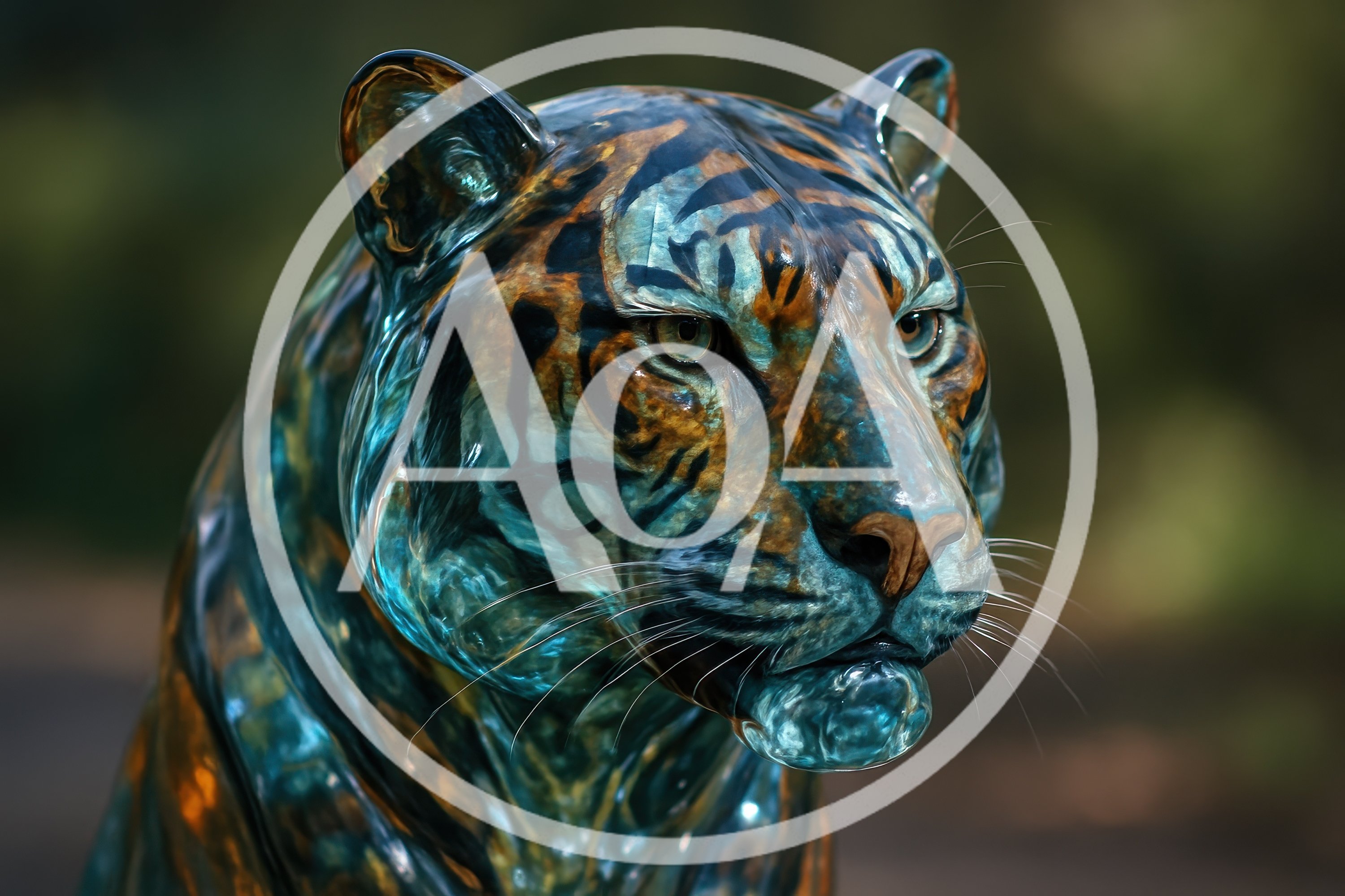 Glass Sculpture Of A Tiger Head