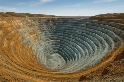 Aerial View Of A Massive Open Pit Mine