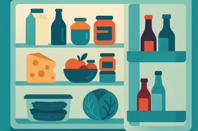 Flat Vector Illustration Of An Open Refrigerator