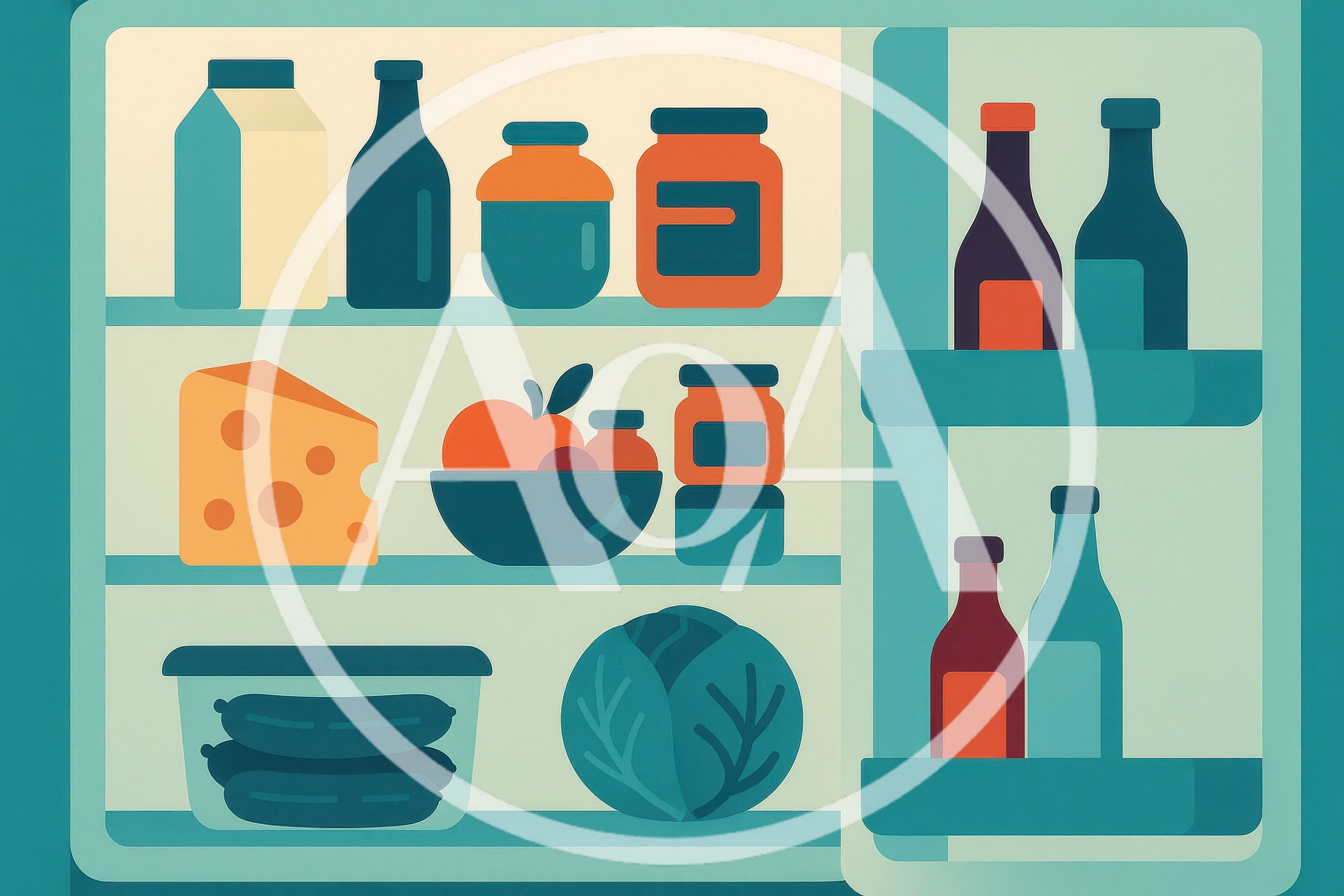 Flat Vector Illustration Of An Open Refrigerator