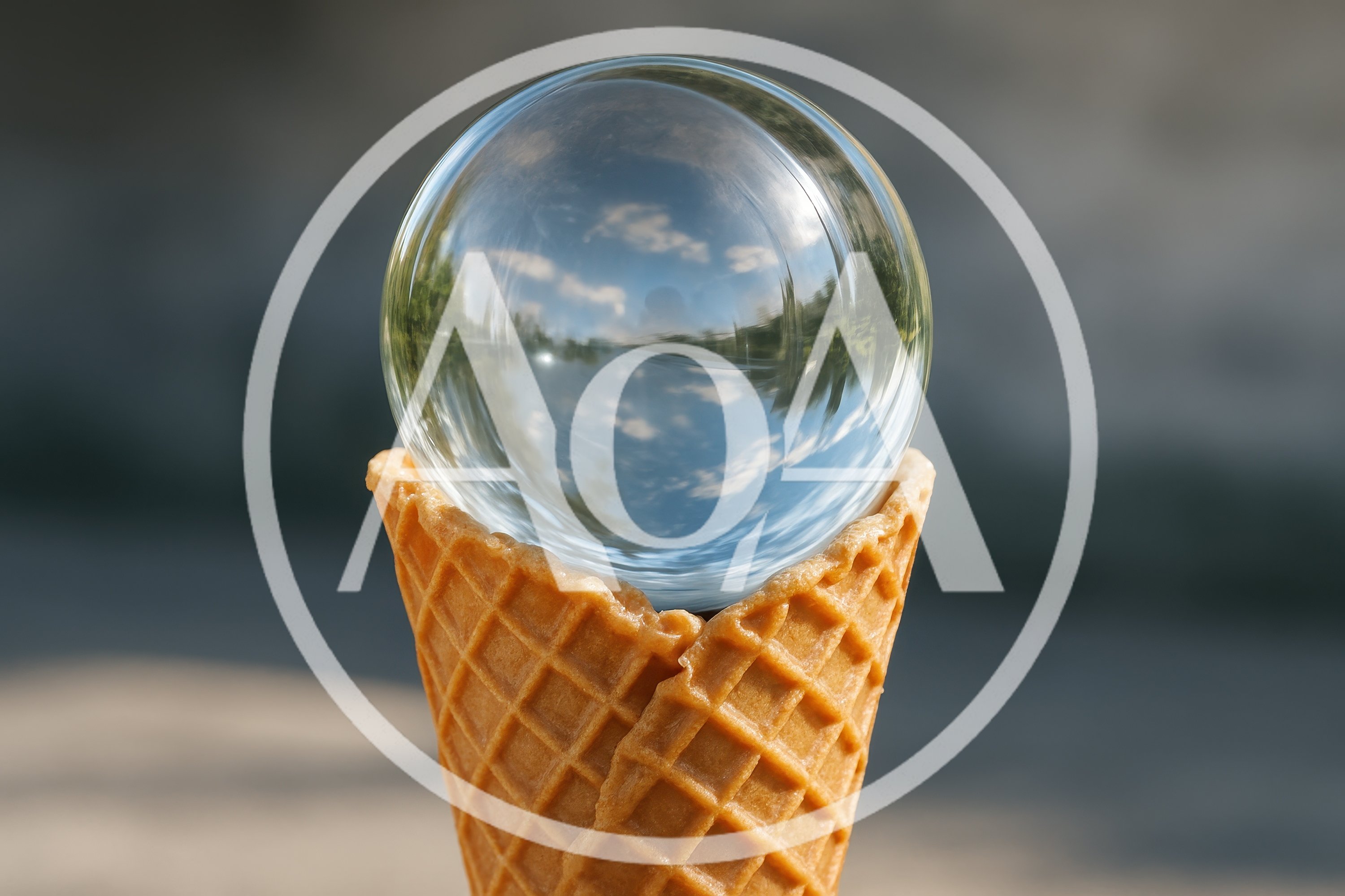Crystal Ball Resting Inside A Waffle Ice Cream Cone