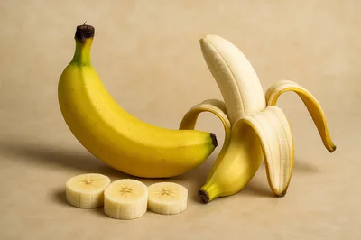 Whole And Peeled Bananas With Sliced Banana Pieces