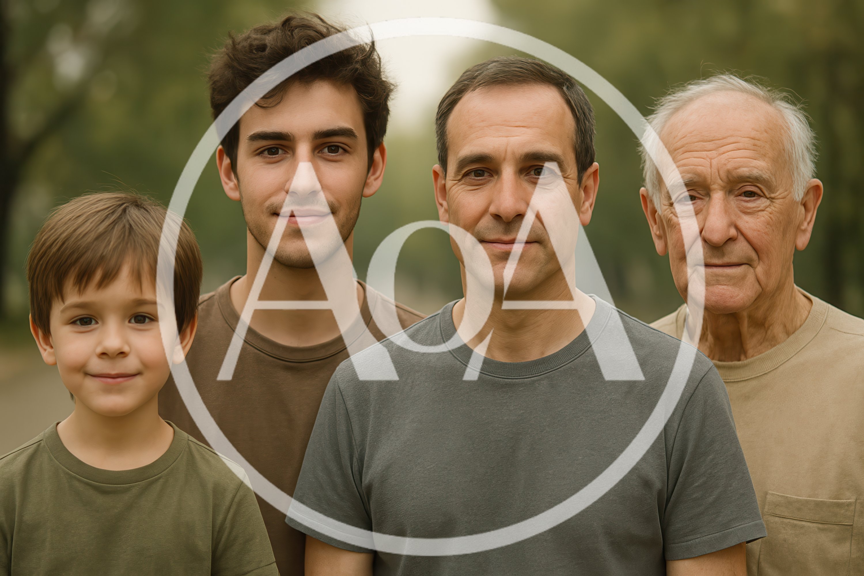 Four Generations Of Men Standing Together Outdoors
