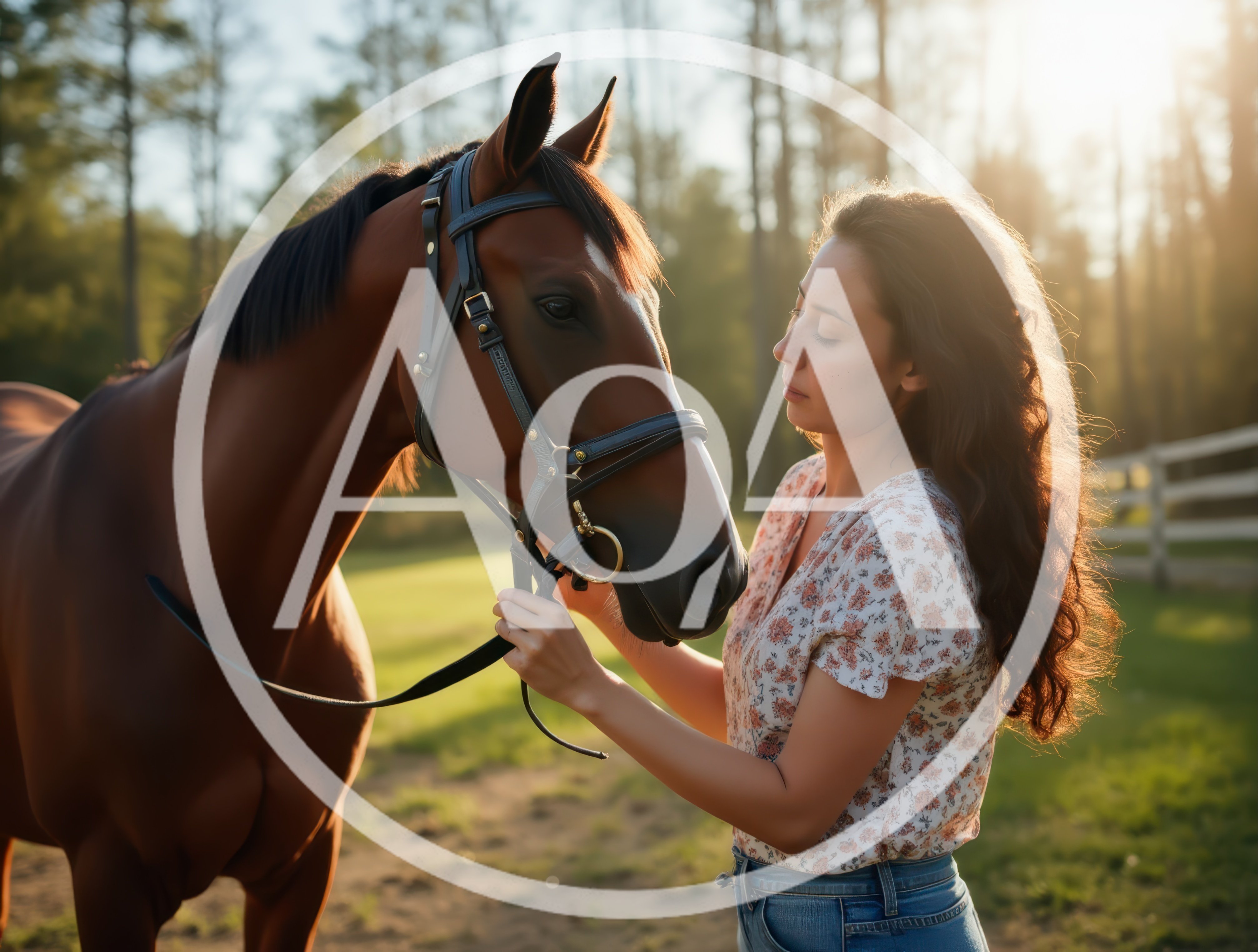 Young Woman Bonding With Her Horse At Sunset