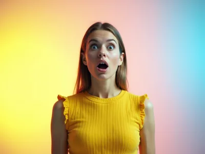 Surprised Young Woman With Open Mouth
