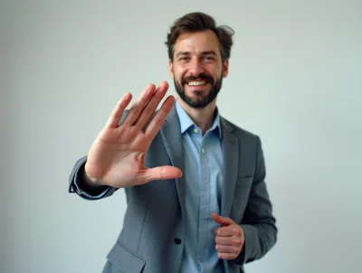 Smiling Businessman Making A Stop Gesture