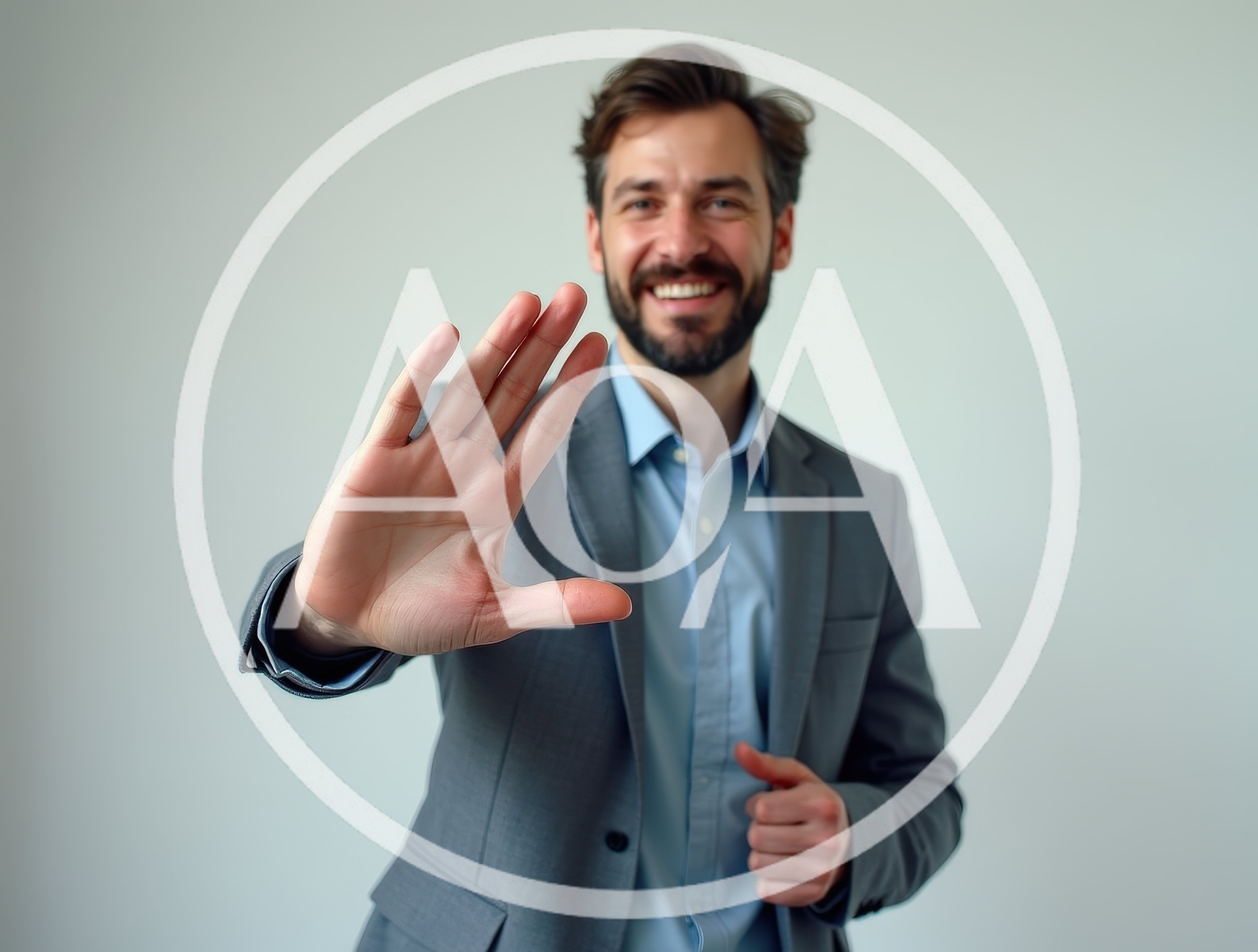Smiling Businessman Making A Stop Gesture