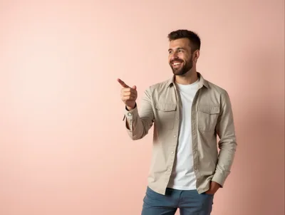 Smiling Man Pointing To The Side
