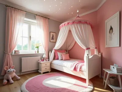 Cozy Pink Princess Themed Bedroom Interior