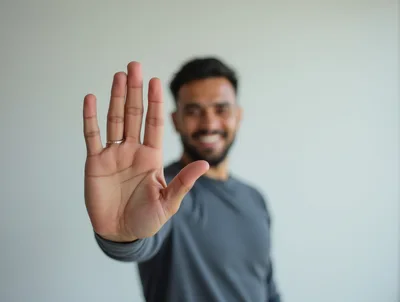 Man Holding Hand Up In Stop Gesture