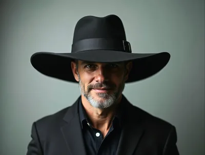 Portrait Of A Mature Man In A Black Hat