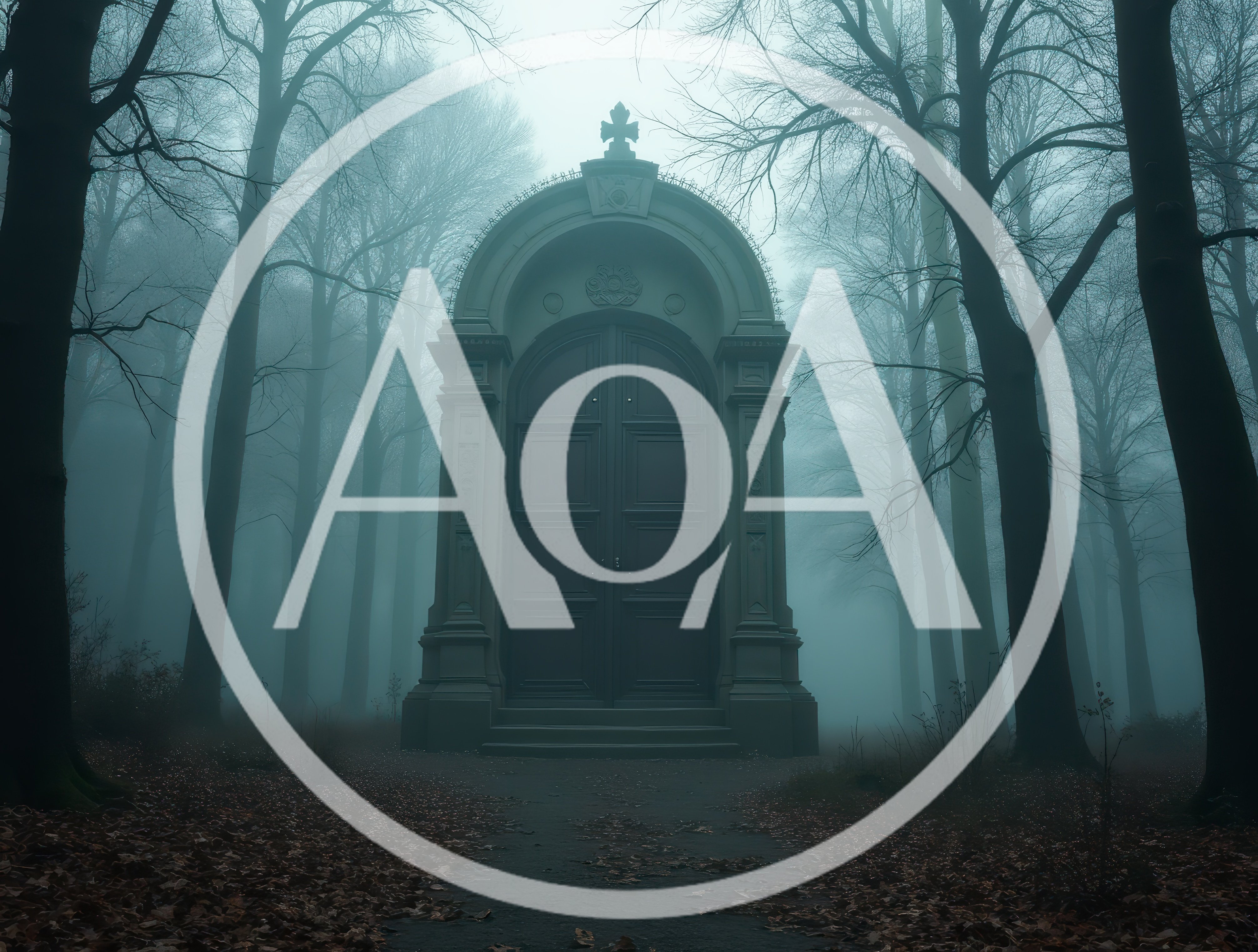 Stone Mausoleum Standing In A Misty Forest