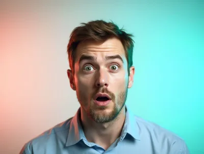Surprised Man With Wide Eyes And Open Mouth