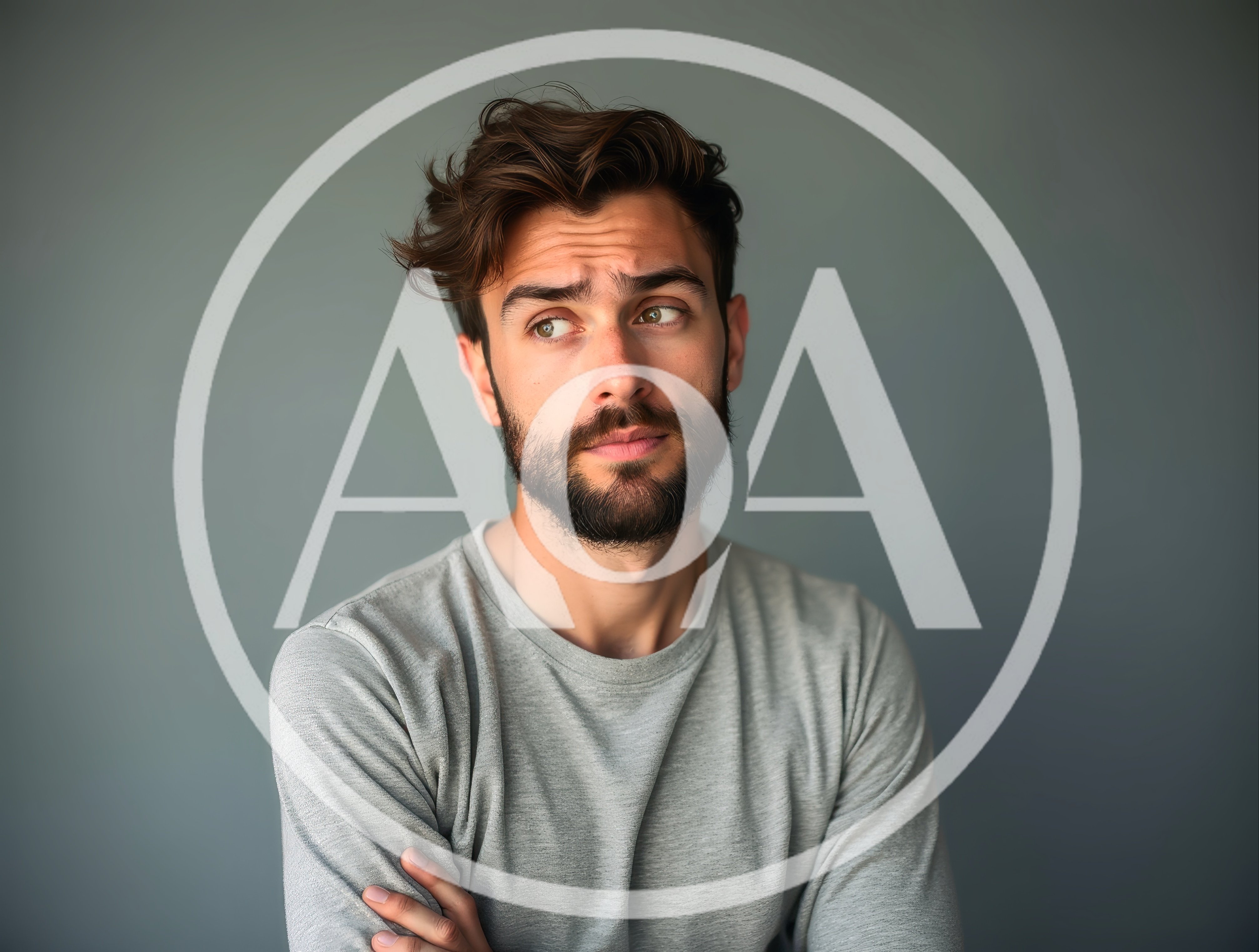 Young Man With Beard Looking Away Skeptically