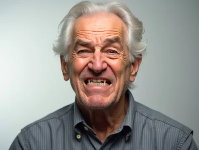 Portrait Of An Elderly Man With A Grinning Expression