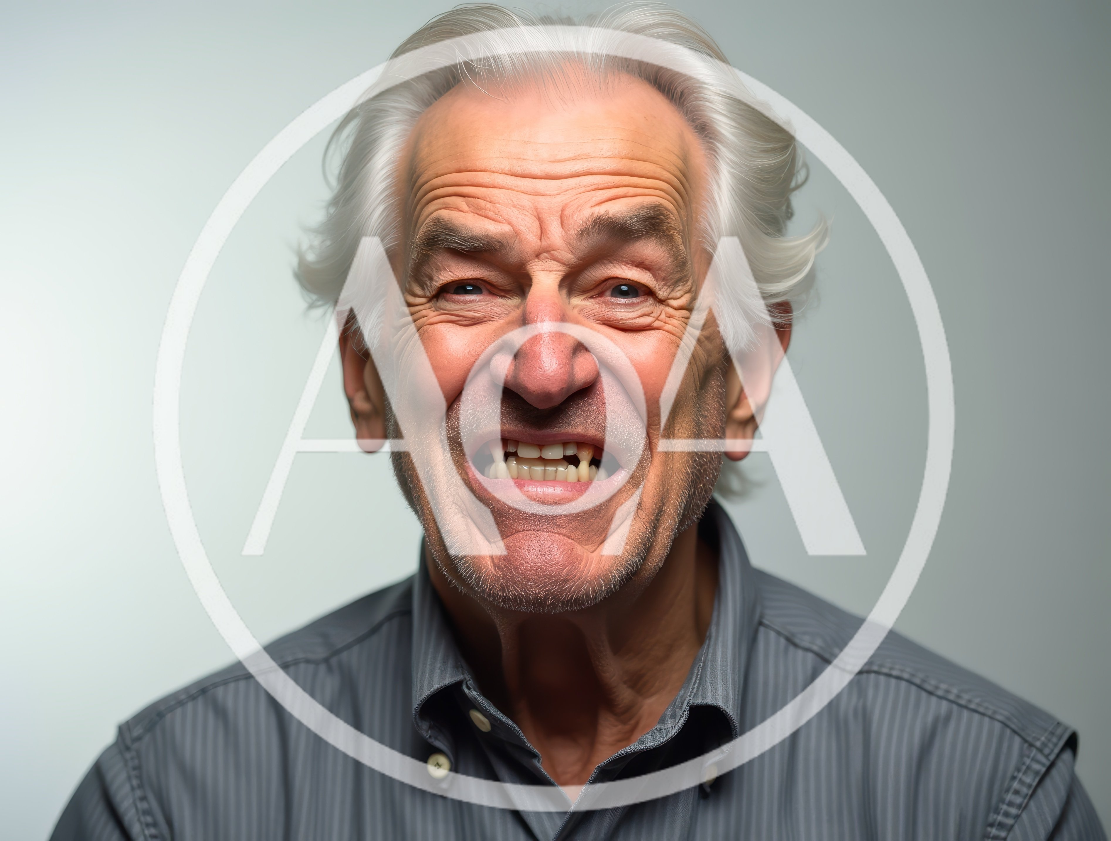 Portrait Of An Elderly Man With A Grinning Expression