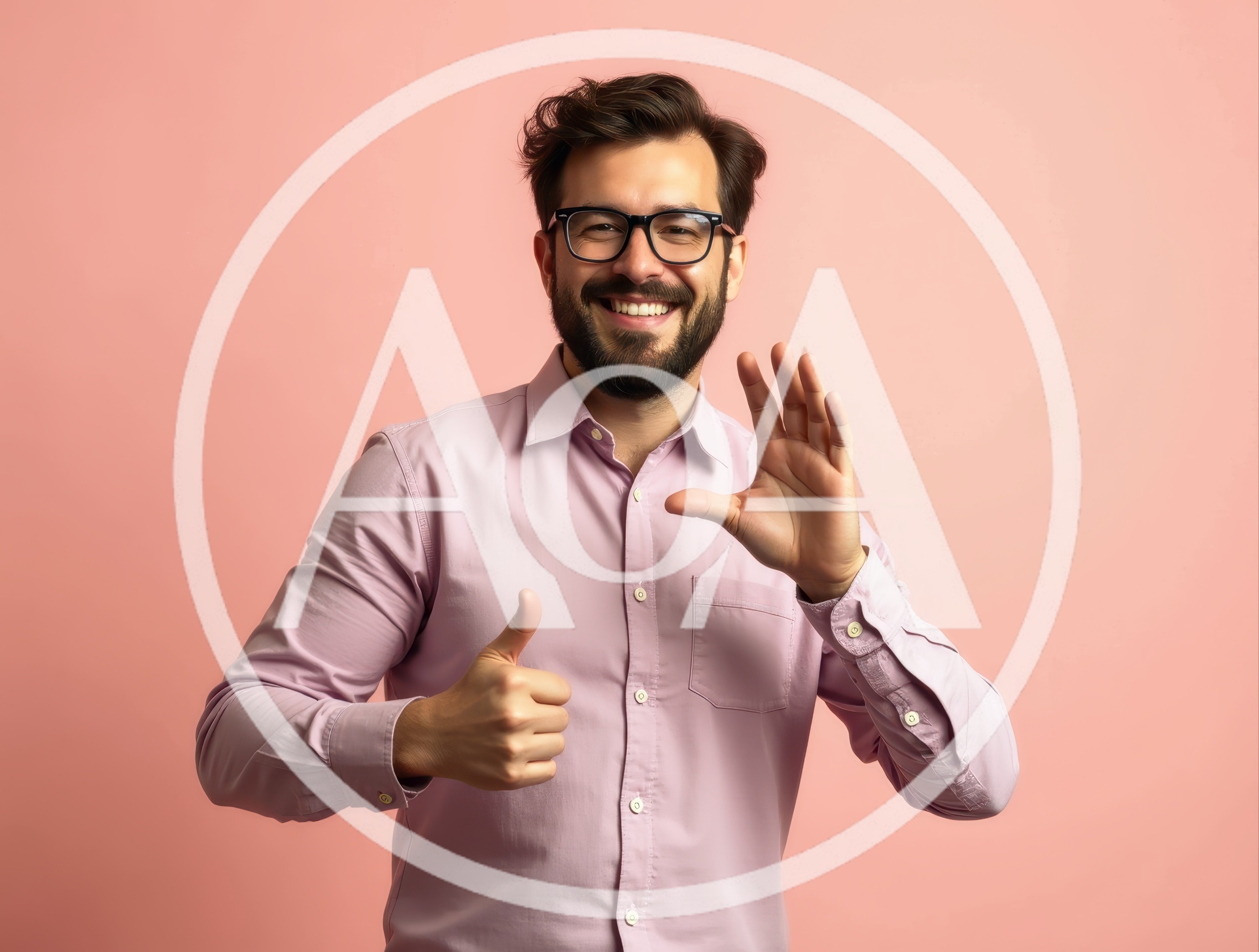 Smiling Man Giving Thumbs Up And Waving