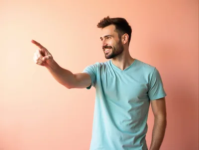 Smiling Man Pointing To The Side