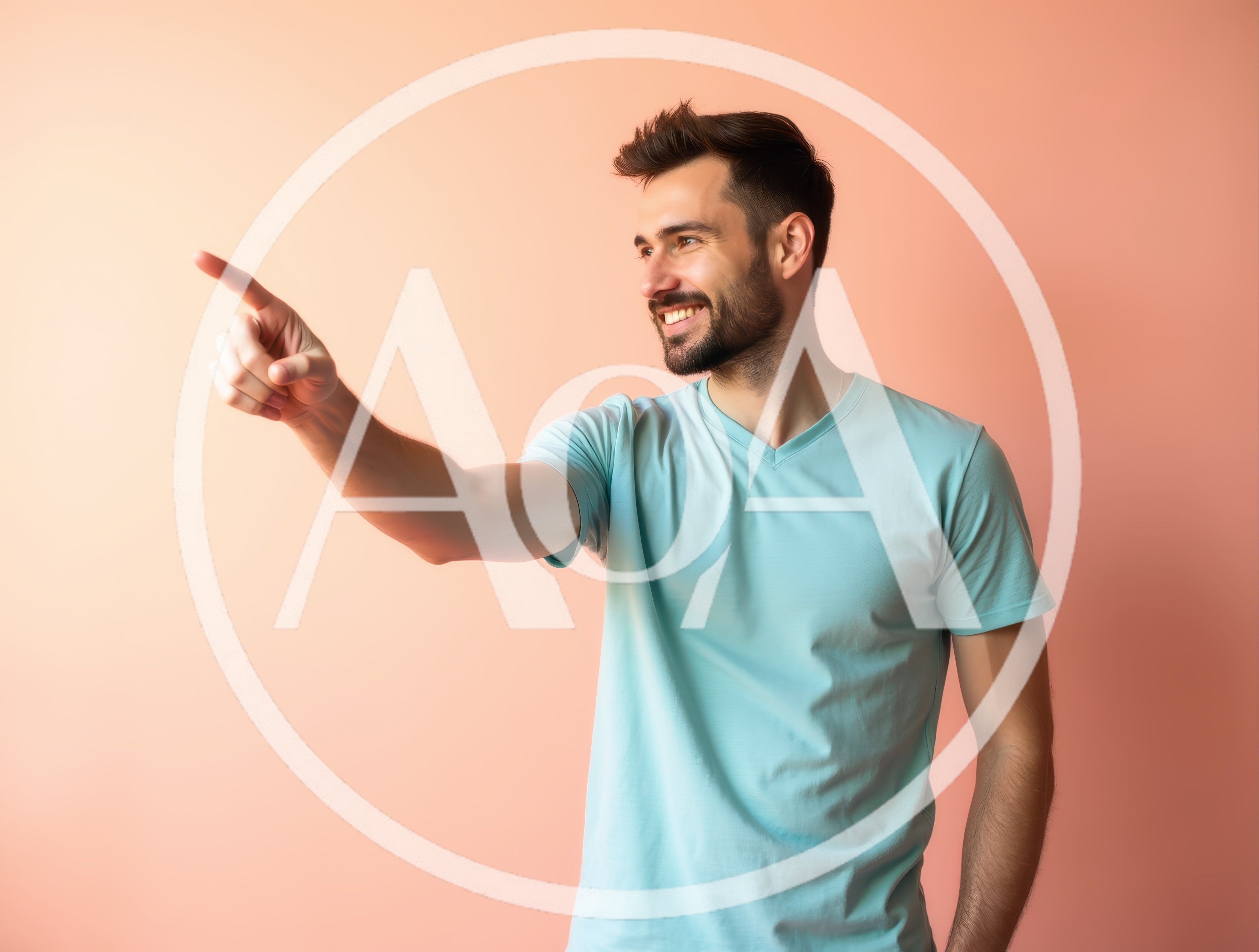 Smiling Man Pointing To The Side