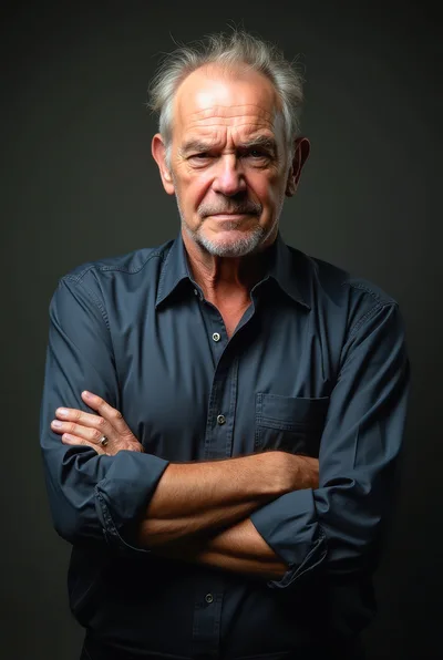 Portrait Of A Serious Mature Man With Crossed Arms