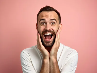 Surprised Man With Wide Eyes And Open Mouth