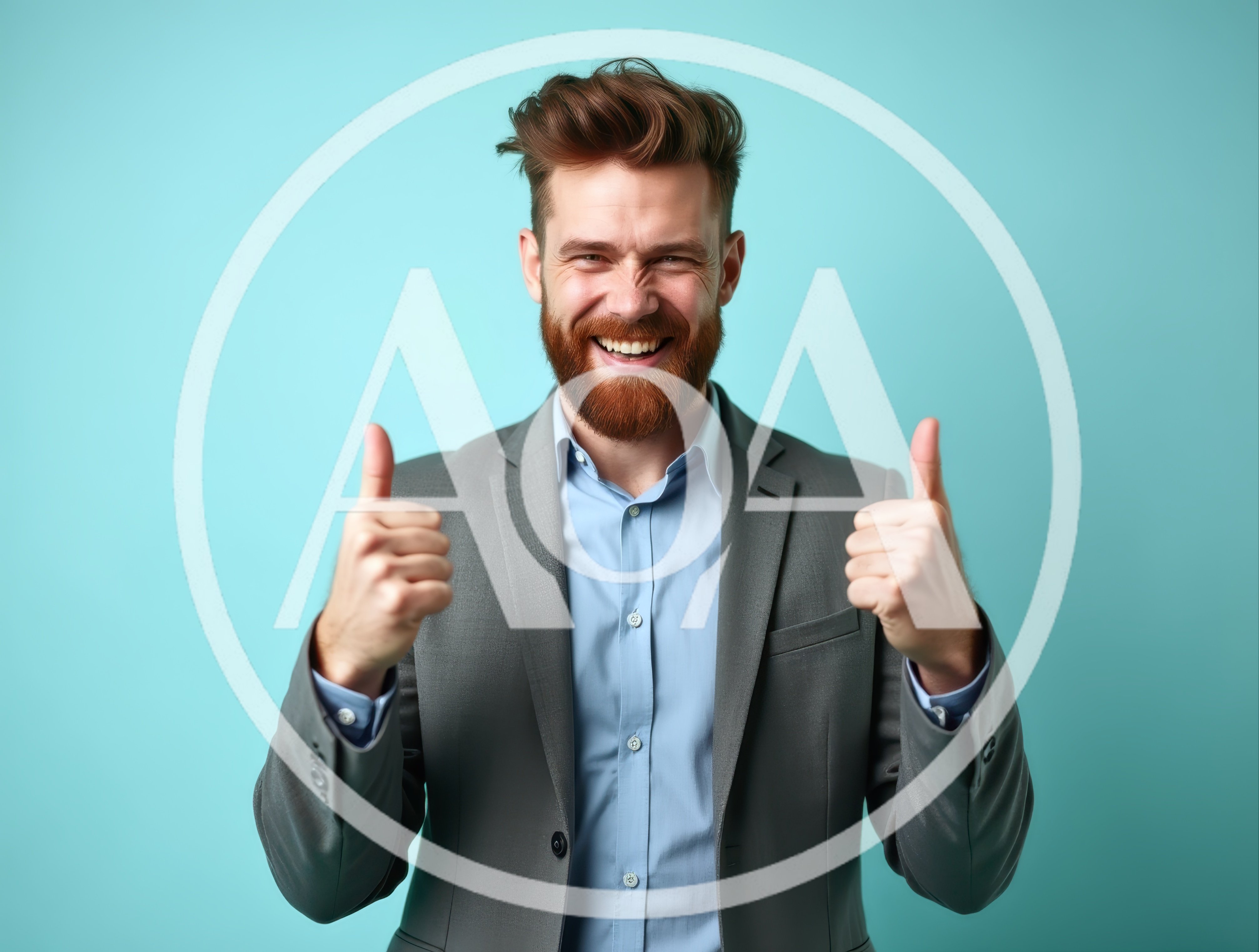 Happy Businessman Giving Double Thumbs Up
