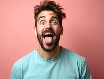 Young Man Making A Silly Face With Tongue Out