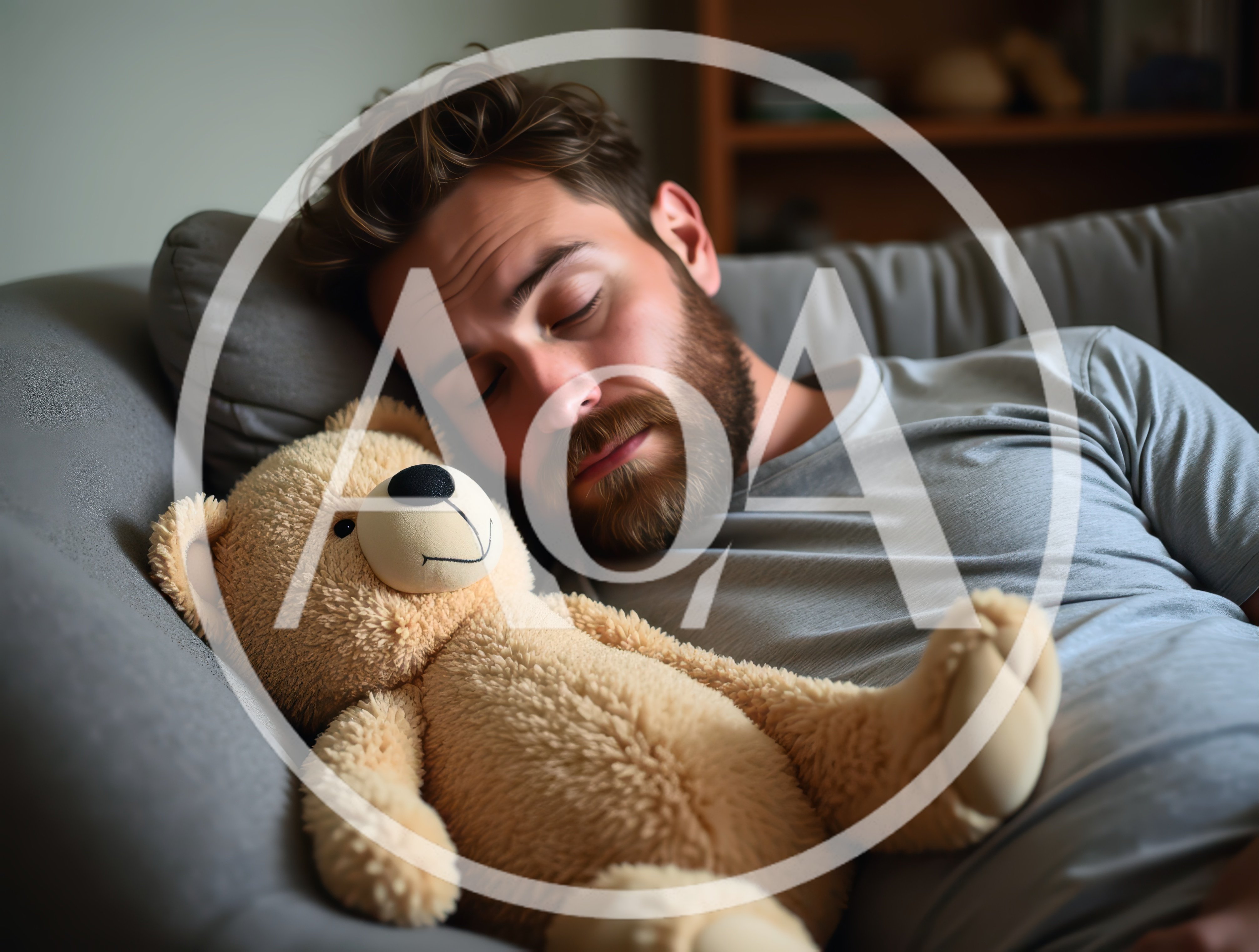 Man Sleeping Peacefully With A Teddy Bear
