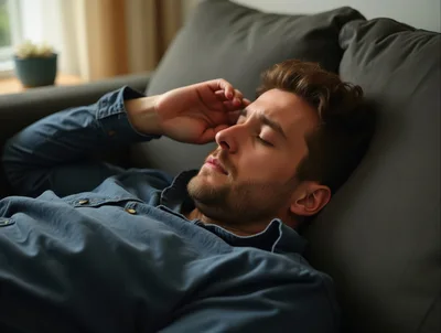 Young Man Resting On A Sofa