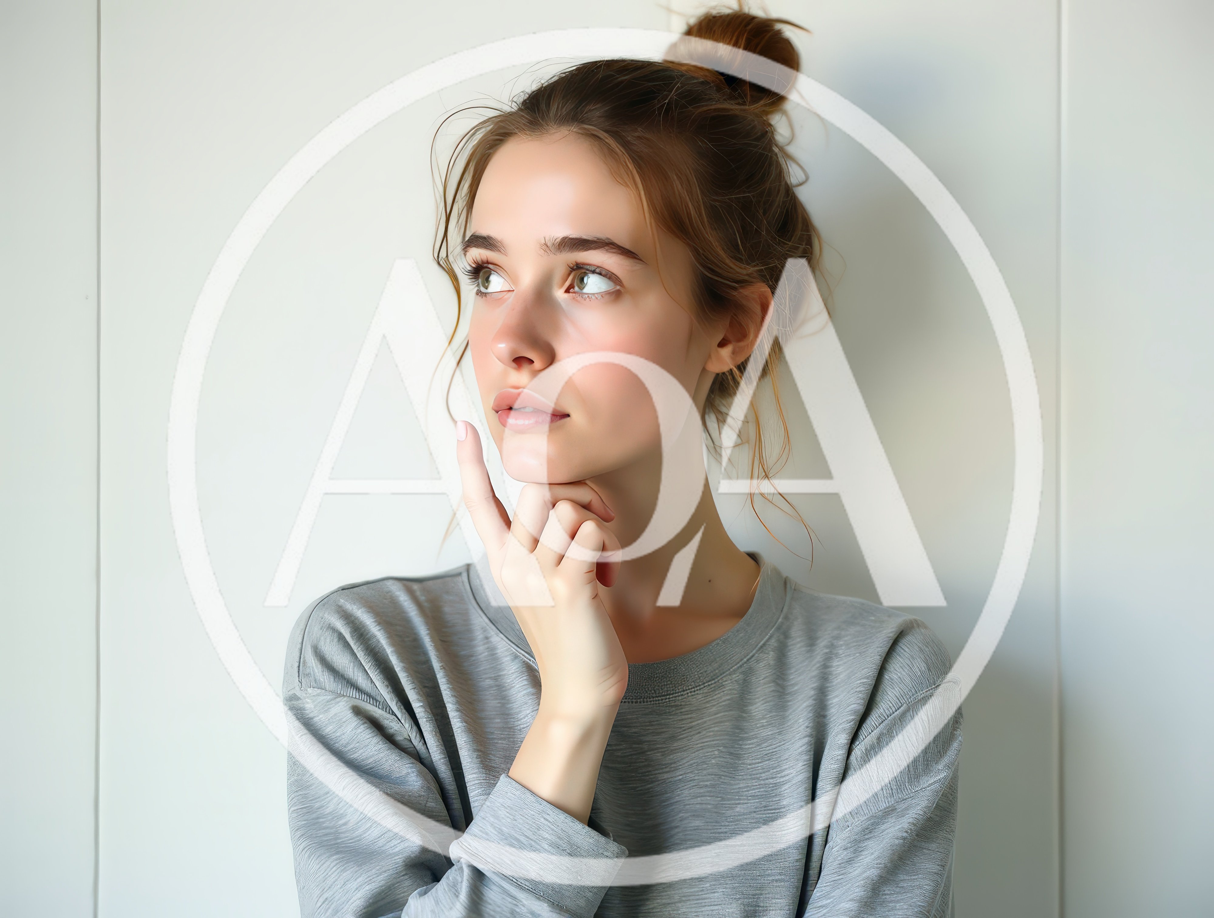 Young Woman Thinking With Hand On Chin