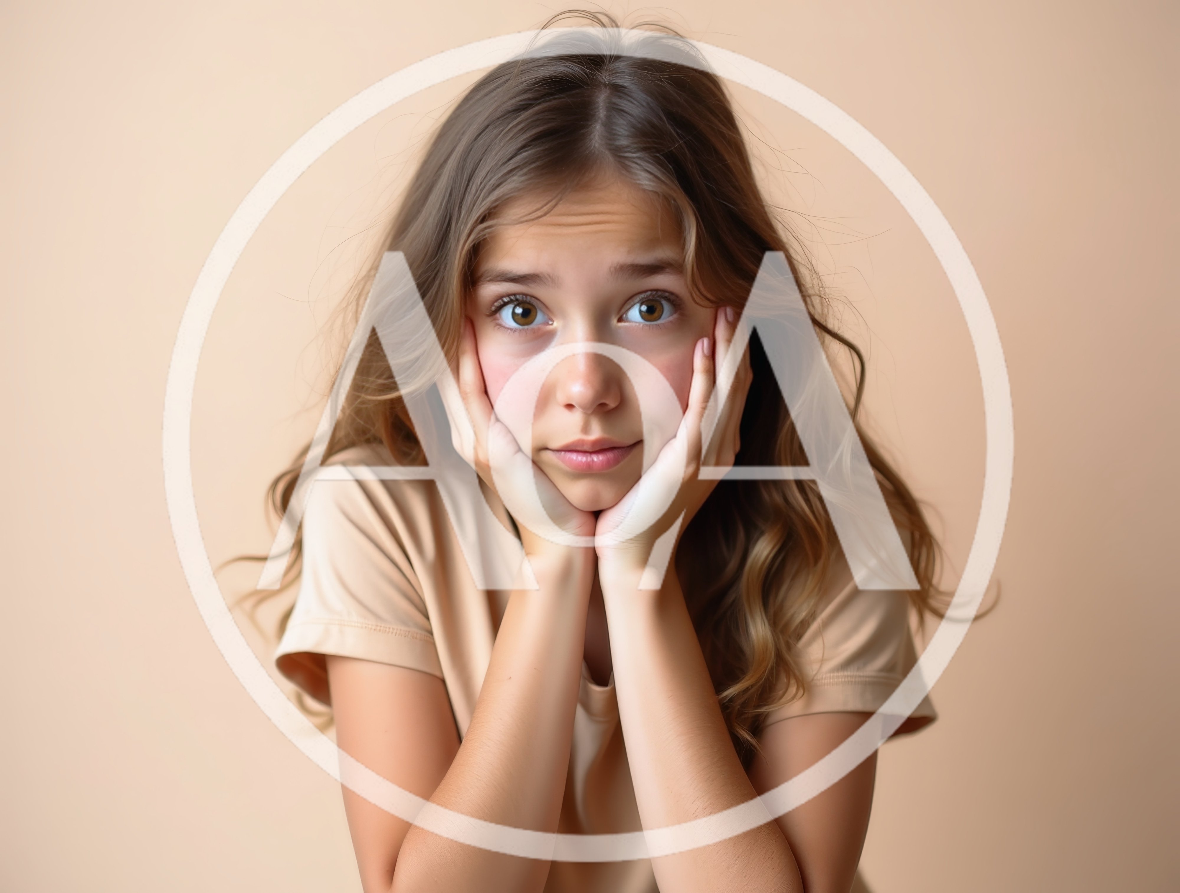 Young Girl Resting Chin On Hands With Concerned Expression
