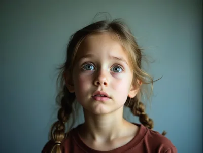 Portrait Of A Young Girl With Braided Hair