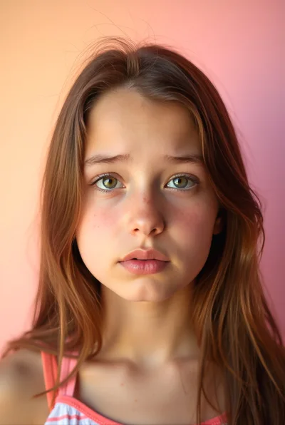 Portrait Of A Young Girl With Expressive Green Eyes