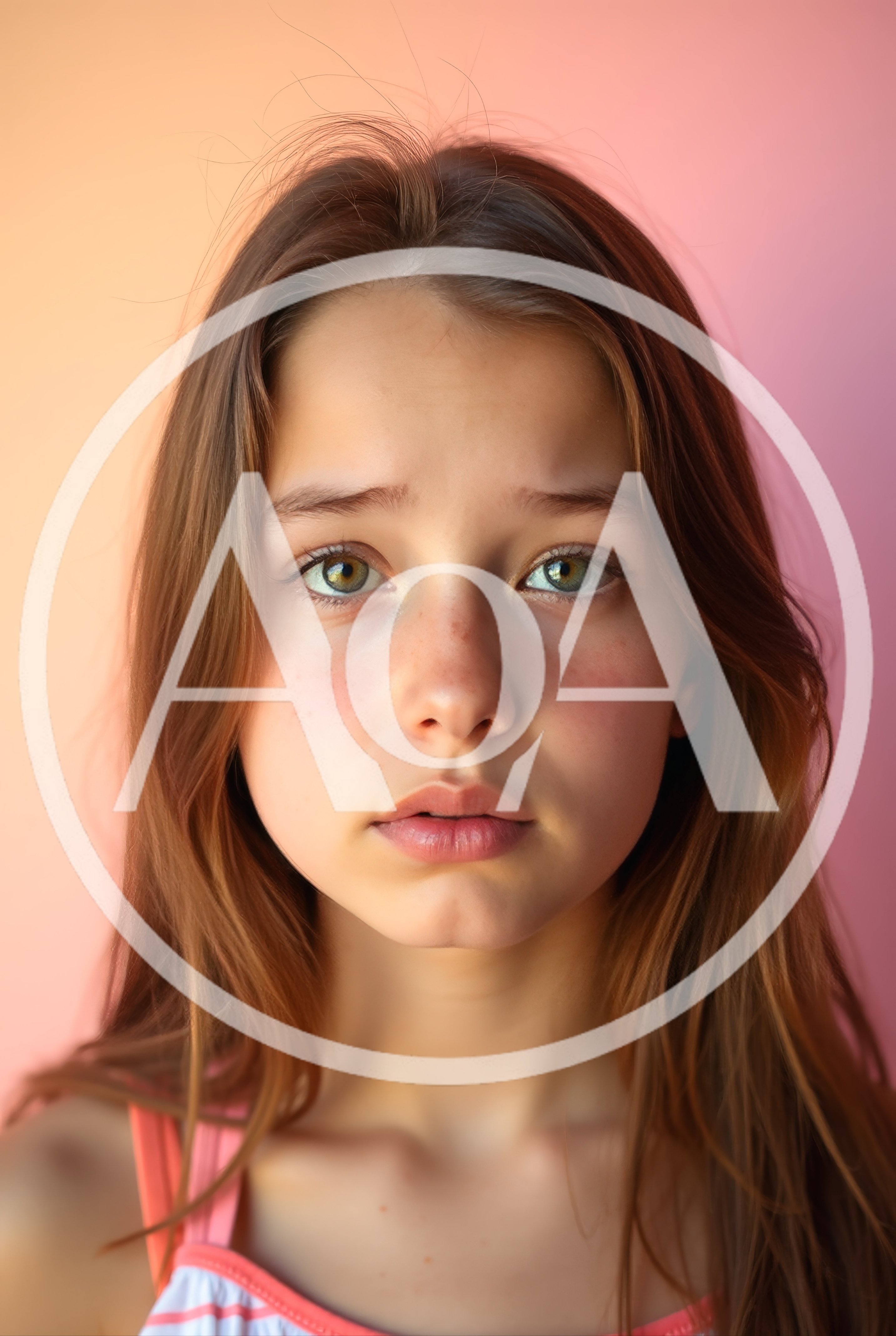 Portrait Of A Young Girl With Expressive Green Eyes