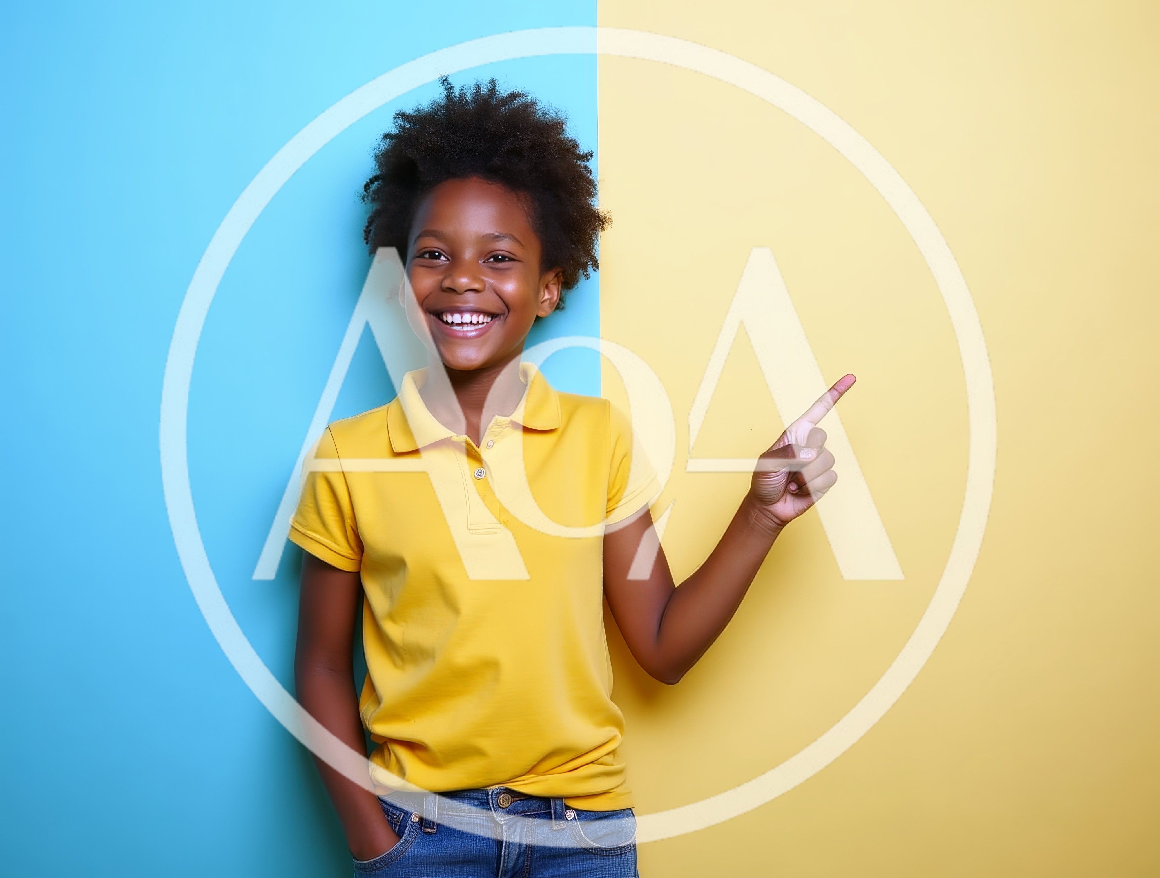 Happy Young Girl Pointing To The Side