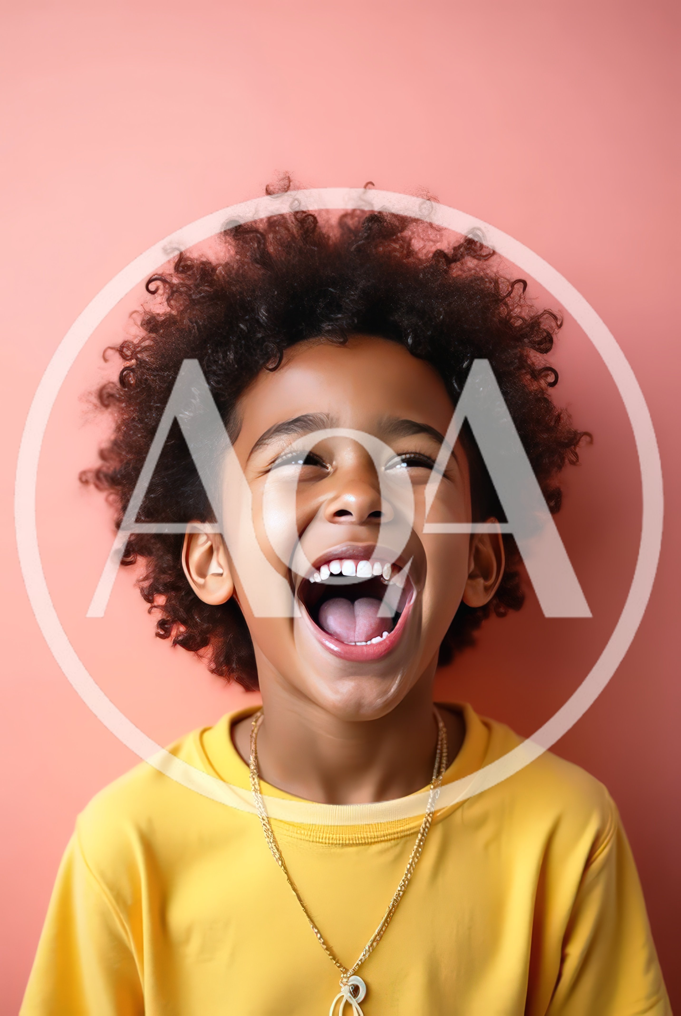Joyful Young Boy Laughing With Mouth Open