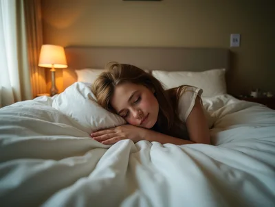 Young Woman Sleeping Peacefully In A Comfortable Bed