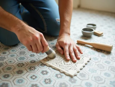 Artisan Crafting Intricate Ceramic Tile Design
