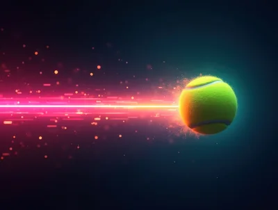 Neon Tennis Ball Moving With High Speed Light Trail
