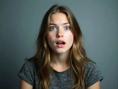 Surprised Young Woman With Wide Eyes And Open Mouth